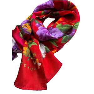 Vintage ECHO 100% Silk Oblong Floral Scarf Approximately 10x52in Made In Japan